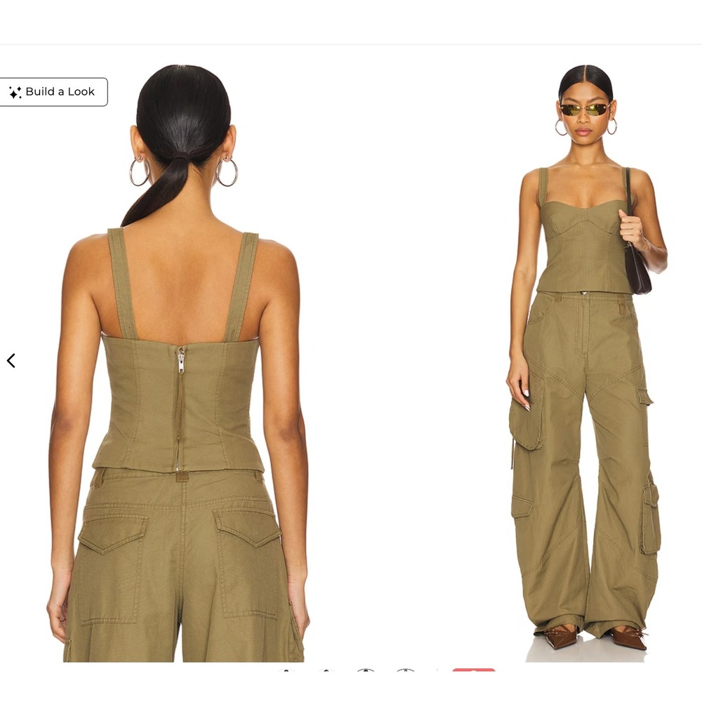 NWT Camila Coelho Gigi Corset Top Olive Green Cotton Bustier M